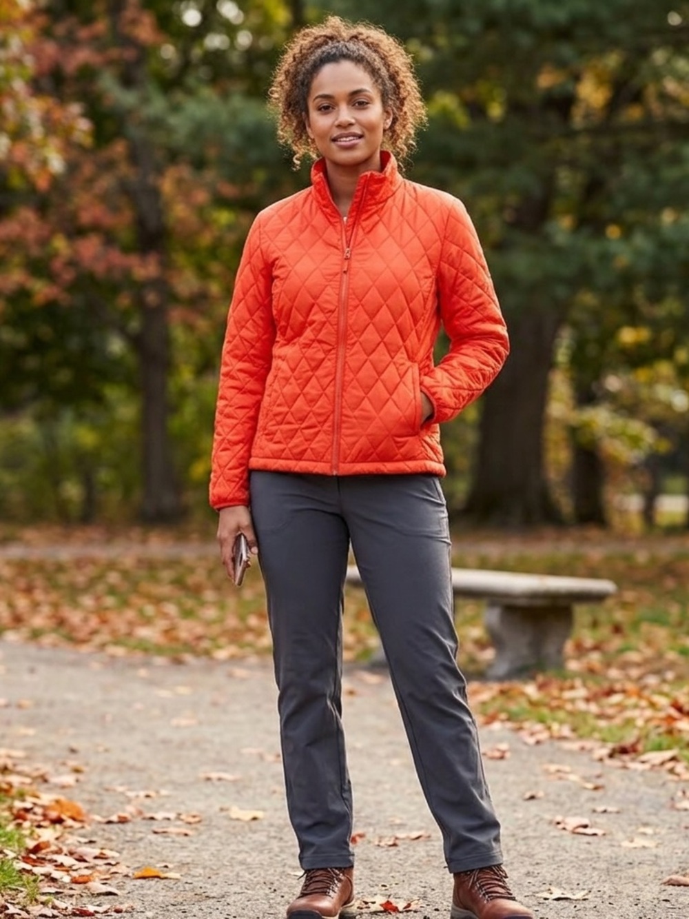 Lands' End Women’s Vibrant Orange Puffer Jacket Liner